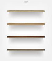 Empty wood shelf on white background with soft shadow. Vector. vector