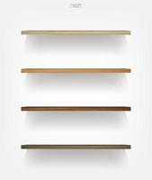 Empty wood shelf on white background with soft shadow. Vector. vector