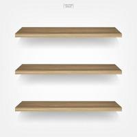 Empty wood shelf on white background with soft shadow. Vector. vector