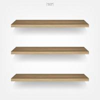 Empty wood shelf on white background with soft shadow. Vector. vector