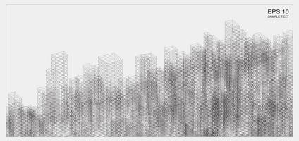Wireframe space of building. 3D Perspective wireframe. vector