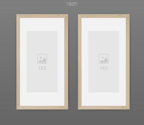 Wooden photo frame or picture frame. Vector.