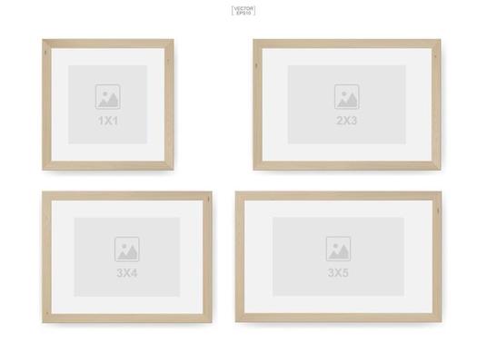 Wooden photo frame or picture frame. Vector.