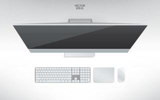 vista superior de la computadora, teclado, mouse y trackpad. vector. vector