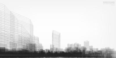 Wireframe city background. Vector. vector