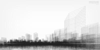 Wireframe city background. Vector. vector