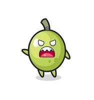 cute olive cartoon in a very angry pose vector