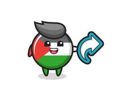 cute palestine flag badge hold social media share symbol vector