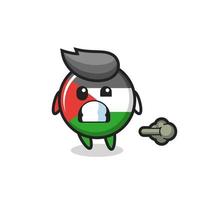 the illustration of the palestine flag badge cartoon doing fart vector