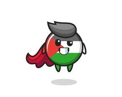 el lindo personaje de la insignia de la bandera palestina como un superhéroe volador vector