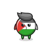 the bored expression of cute palestine flag badge characters vector