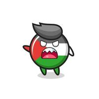 cute palestine flag badge cartoon in a very angry pose vector