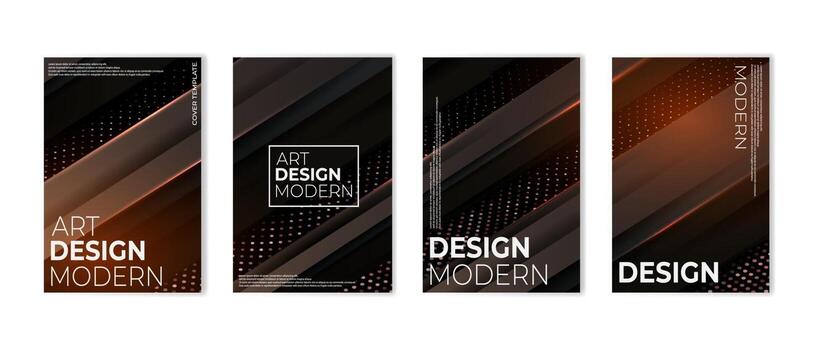 set of modern abstract  background with golden halftone pattern vector