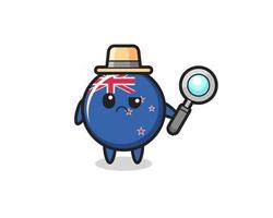 the mascot of cute new zealand flag badge as a detective vector