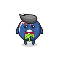 the cute new zealand flag badge character with puke vector