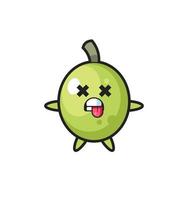 character of the cute olive with dead pose vector