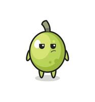 cute olive character with suspicious expression vector