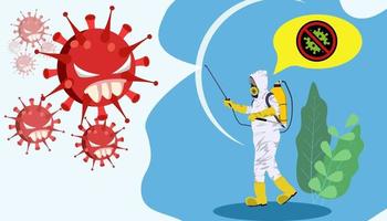 Illustration of People Fight virus concept. Good for medical design. vector