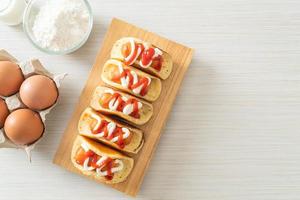 flat pancake roll with sausage photo