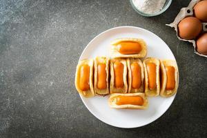 flat pancake roll with sausage photo