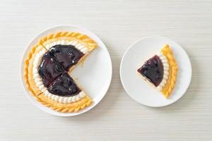 Blueberry Cheese Pie on white plate photo