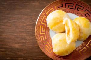 Chinese pastry moon cake with salted egg peanut photo