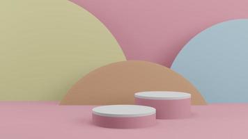 3d background products minimal pastel color podium scene with beige pedestal, 3D render photo