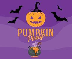 Happy Halloween 31 October Background with Pumpkin and Bat Vector