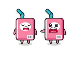 illustration of the argue between two cute milk box characters vector