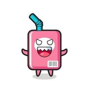 illustration of evil milk box mascot character vector