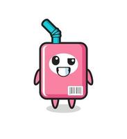 cute milk box mascot with an optimistic face vector