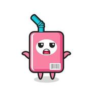 milk box mascot character saying I do not know vector