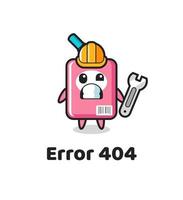 error 404 con la linda mascota de la caja de leche vector