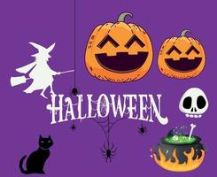 Halloween Background Vector Pumpkin Trick Or Treat with Spider castle