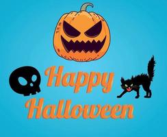 Halloween Background Vector Pumpkin Trick Or Treat with Cat Rip