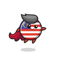 cute malaysia flag badge superhero character is flying vector