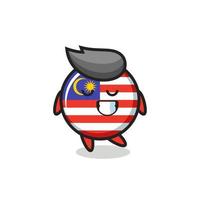 Ilustración de dibujos animados de la insignia de la bandera de Malasia con una expresión tímida vector
