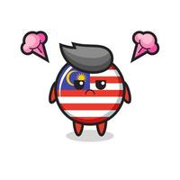 annoyed expression of the cute malaysia flag badge cartoon character vector