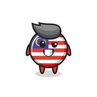 linda mascota de la insignia de la bandera de malasia con una cara optimista vector