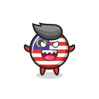 Ilustración del malvado personaje de la mascota de la insignia de la bandera de Malasia vector