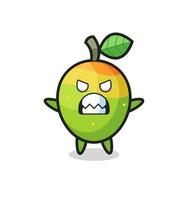 expresión airada del personaje de la mascota del mango vector