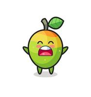 cute mango mascot with a yawn expression vector