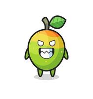 expresión malvada del personaje de la mascota linda del mango vector