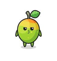 the bored expression of cute mango characters vector