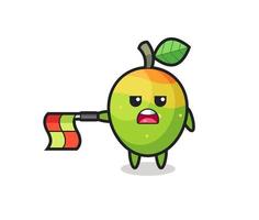 mango character as line judge hold the flag straight horizontally vector