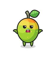 mango mascot character saying I do not know vector