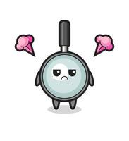 annoyed expression of the cute magnifying glass cartoon character vector