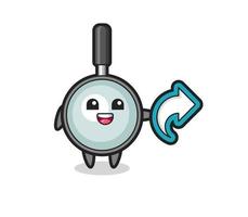 cute magnifying glass hold social media share symbol vector