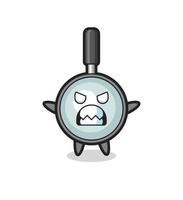 wrathful expression of the magnifying glass mascot character vector