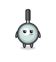 cute magnifying glass character with suspicious expression vector